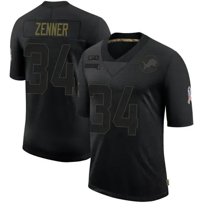 Men's Limited Zach Zenner Detroit Lions Black 2020 Salute To Service Jersey