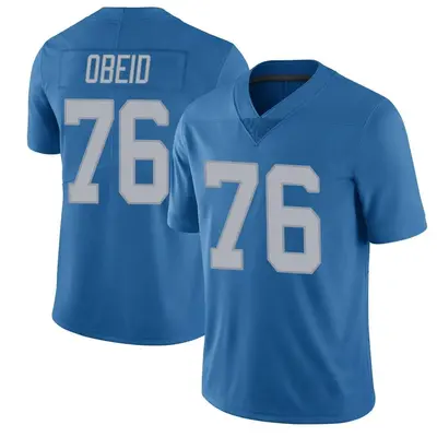 Men's Limited Zein Obeid Detroit Lions Blue Throwback Vapor Untouchable Jersey