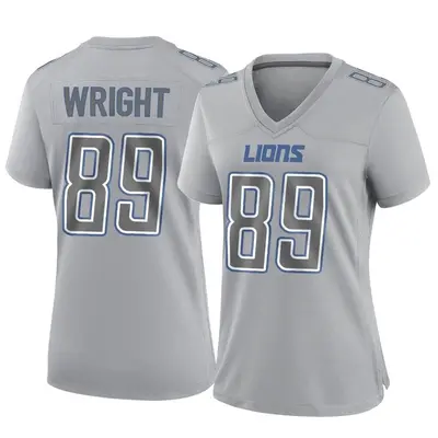 Women's Game Brock Wright Detroit Lions Gray Atmosphere Fashion Jersey