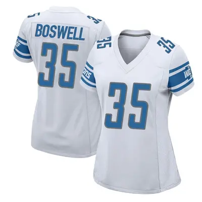 Women's Game Cedric Boswell Detroit Lions White Jersey