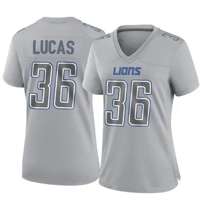 Women's Game Chase Lucas Detroit Lions Gray Atmosphere Fashion Jersey