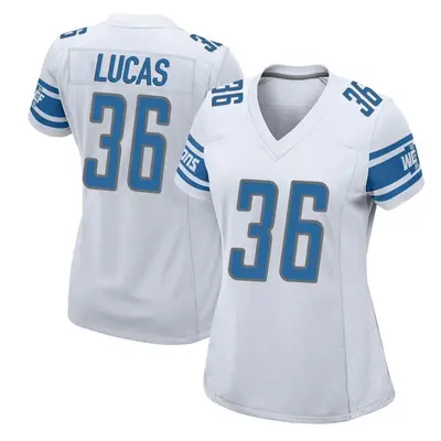 Women's Game Chase Lucas Detroit Lions White Jersey