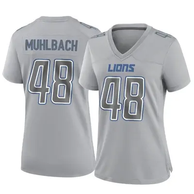 Women's Game Don Muhlbach Detroit Lions Gray Atmosphere Fashion Jersey