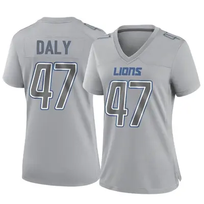 Women's Game Scott Daly Detroit Lions Gray Atmosphere Fashion Jersey