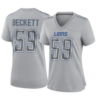 Women's Game Tavante Beckett Detroit Lions Gray Atmosphere Fashion Jersey