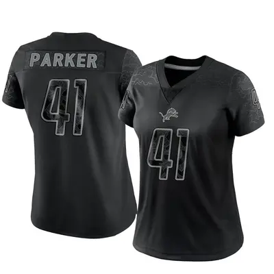 Women's Limited AJ Parker Detroit Lions Black Reflective Jersey