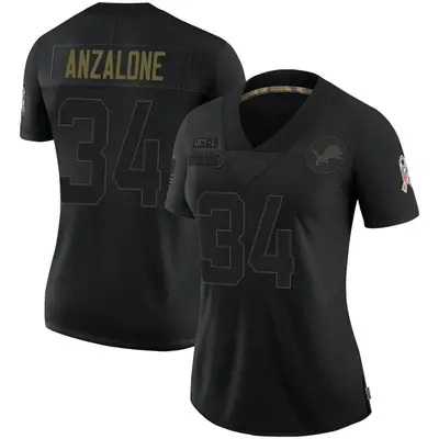 Women's Limited Alex Anzalone Detroit Lions Black 2020 Salute To Service Jersey
