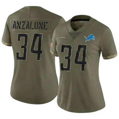 Women's Limited Alex Anzalone Detroit Lions Olive 2022 Salute To Service Jersey