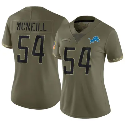 Women's Limited Alim McNeill Detroit Lions Olive 2022 Salute To Service Jersey