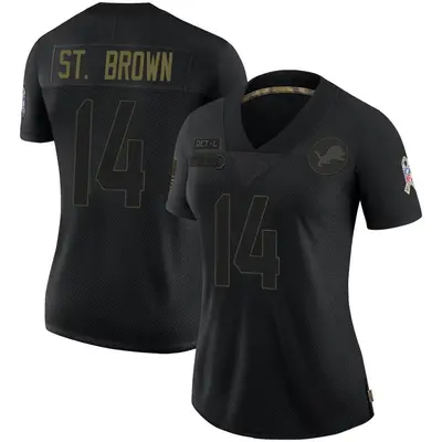 Women's Limited Amon-Ra St. Brown Detroit Lions Black 2020 Salute To Service Jersey