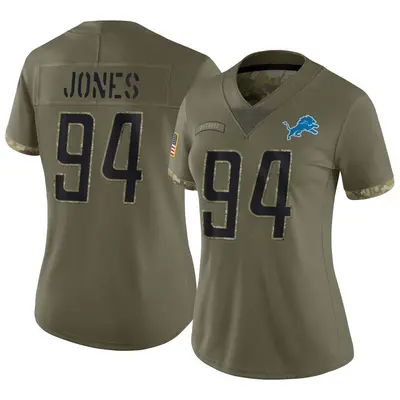 Women's Limited Benito Jones Detroit Lions Olive 2022 Salute To Service Jersey