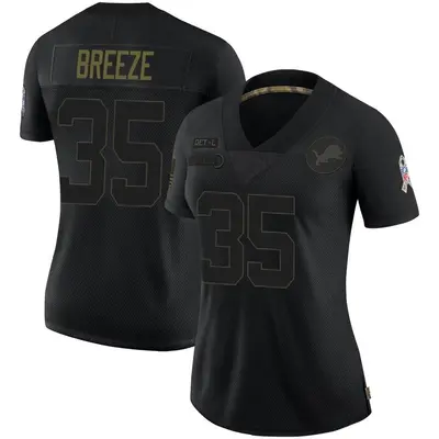Women's Limited Brady Breeze Detroit Lions Black 2020 Salute To Service Jersey