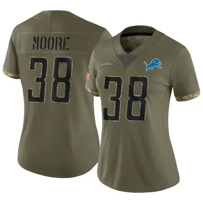 Women's Limited C.J. Moore Detroit Lions Olive 2022 Salute To Service Jersey