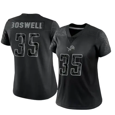 Women's Limited Cedric Boswell Detroit Lions Black Reflective Jersey
