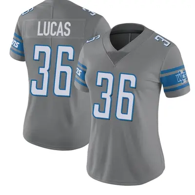 Women's Limited Chase Lucas Detroit Lions Color Rush Steel Jersey