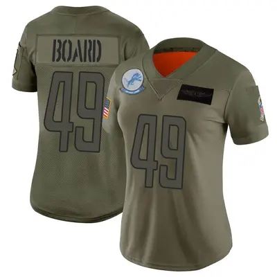 Women's Limited Chris Board Detroit Lions Camo 2019 Salute to Service Jersey