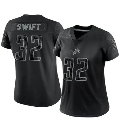 Women's Limited D'Andre Swift Detroit Lions Black Reflective Jersey