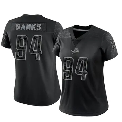 Women's Limited Eric Banks Detroit Lions Black Reflective Jersey