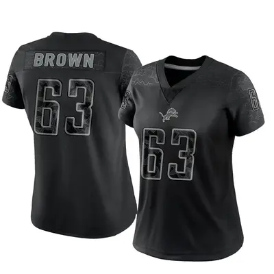Women's Limited Evan Brown Detroit Lions Black Reflective Jersey