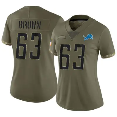 Women's Limited Evan Brown Detroit Lions Olive 2022 Salute To Service Jersey
