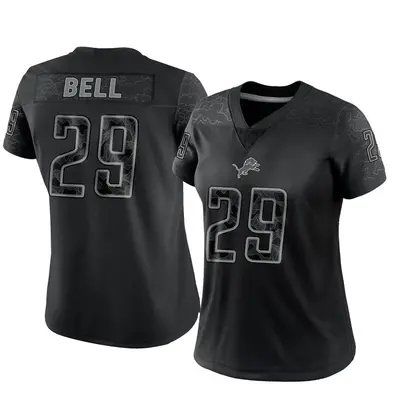 Women's Limited Greg Bell Detroit Lions Black Reflective Jersey
