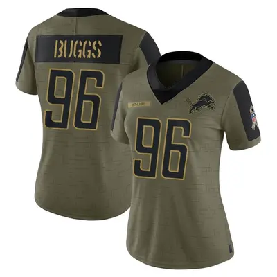 Women's Limited Isaiah Buggs Detroit Lions Olive 2021 Salute To Service Jersey
