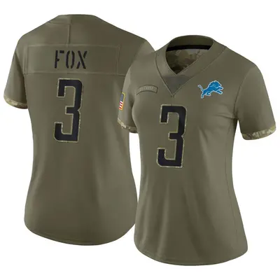 Women's Limited Jack Fox Detroit Lions Olive 2022 Salute To Service Jersey