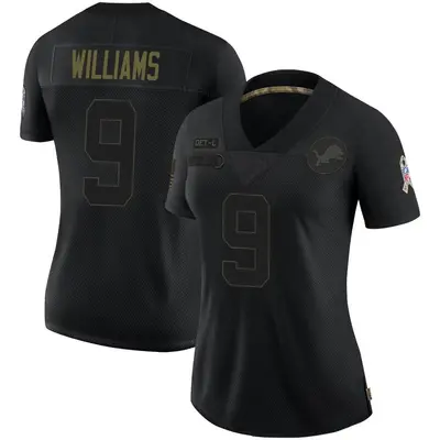 Women's Limited Jameson Williams Detroit Lions Black 2020 Salute To Service Jersey
