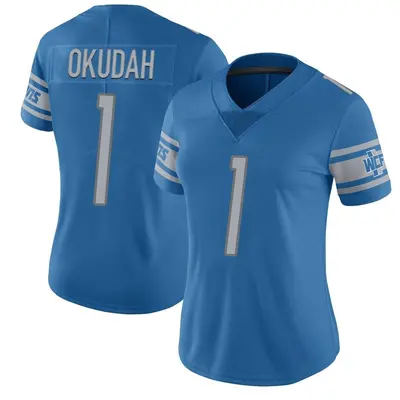 Women's Limited Jeff Okudah Detroit Lions Blue Team Color Vapor Untouchable Jersey