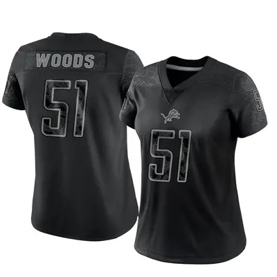 Women's Limited Josh Woods Detroit Lions Black Reflective Jersey