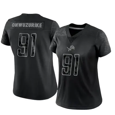 Women's Limited Levi Onwuzurike Detroit Lions Black Reflective Jersey