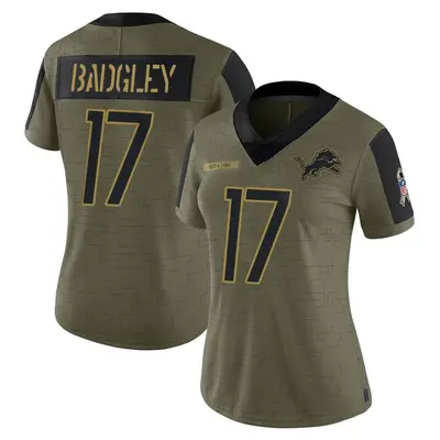 Women's Limited Michael Badgley Detroit Lions Olive 2021 Salute To Service Jersey