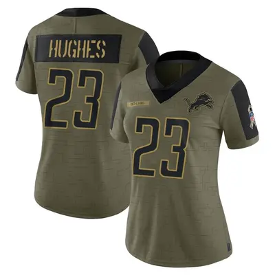Women's Limited Mike Hughes Detroit Lions Olive 2021 Salute To Service Jersey