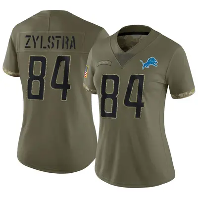 Women's Limited Shane Zylstra Detroit Lions Olive 2022 Salute To Service Jersey