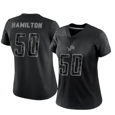 Women's Limited Shaun Dion Hamilton Detroit Lions Black Reflective Jersey