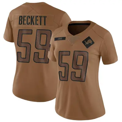 Women's Limited Tavante Beckett Detroit Lions Brown 2023 Salute To Service Jersey