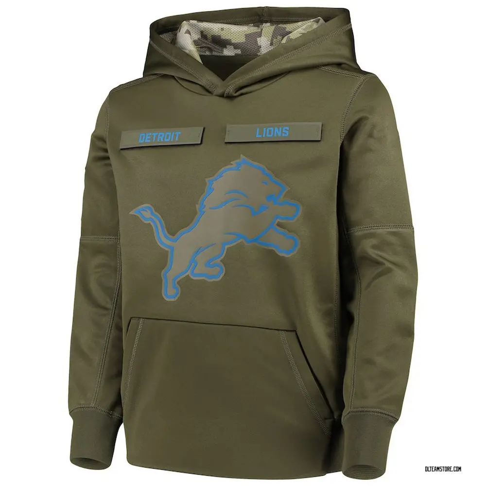 Youth Detroit Lions Green 2018 Salute to Service Pullover Performance Hoodie