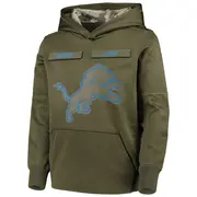 Youth Detroit Lions Green 2018 Salute to Service Pullover Performance Hoodie
