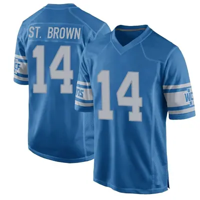 Youth Game Amon-Ra St. Brown Detroit Lions Blue Throwback Vapor Untouchable Jersey