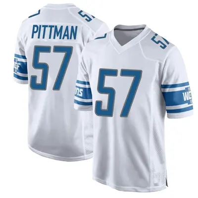 Youth Game Anthony Pittman Detroit Lions White Jersey