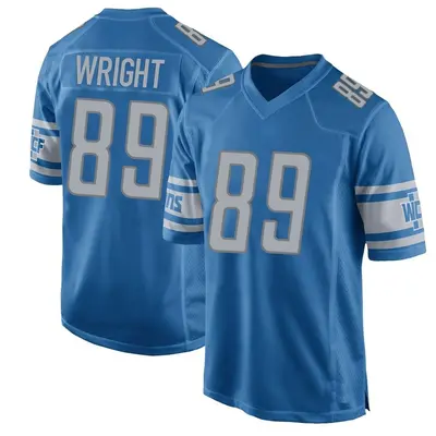Youth Game Brock Wright Detroit Lions Blue Team Color Jersey