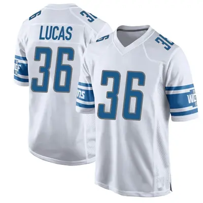 Youth Game Chase Lucas Detroit Lions White Jersey