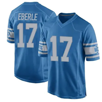 Youth Game Dominik Eberle Detroit Lions Blue Throwback Vapor Untouchable Jersey