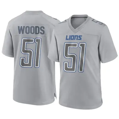 Youth Game Josh Woods Detroit Lions Gray Atmosphere Fashion Jersey