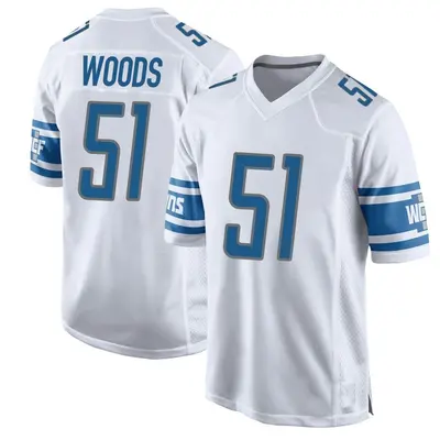 Youth Game Josh Woods Detroit Lions White Jersey
