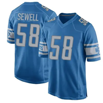 Youth Game Penei Sewell Detroit Lions Blue Team Color Jersey