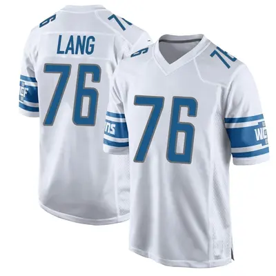 Youth Game T.J. Lang Detroit Lions White Jersey