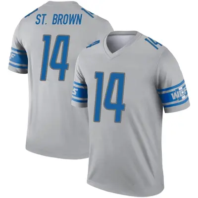 Youth Legend Amon-Ra St. Brown Detroit Lions Gray Inverted Jersey