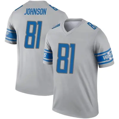 Youth Legend Calvin Johnson Detroit Lions Gray Inverted Jersey