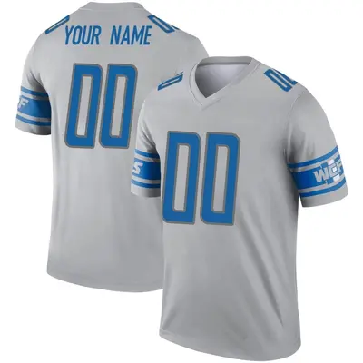 Youth Legend Custom Detroit Lions Gray Inverted Jersey